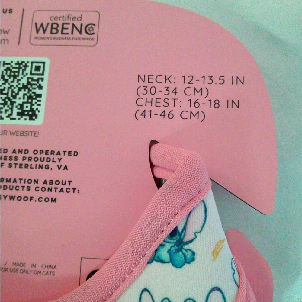 Disney Sassy Meow Pink “Stitch” Step In Harness (M), Collar w/Matching Leash 6ft